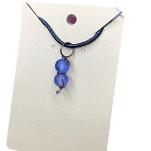 Blue sea glass handmade necklace
